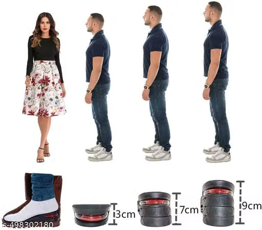 INOTREZ Height Increase Insoles, 4-Layer Heel Orthotic Insoles Adjustable Comfortable & Breathable Elevator Lift Kit Up To 2cm To 9cm, Men Women Height Booster Insoles comfortable heel insole